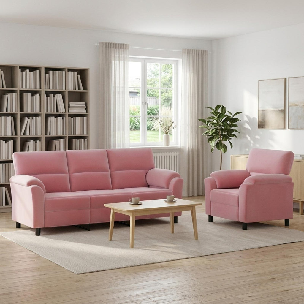 vidaXL Zestaw Sof 2 pcs różowy Welur