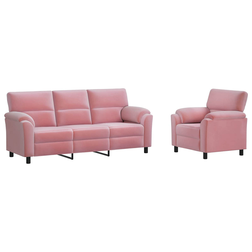 vidaXL Zestaw Sof 2 pcs różowy Welur