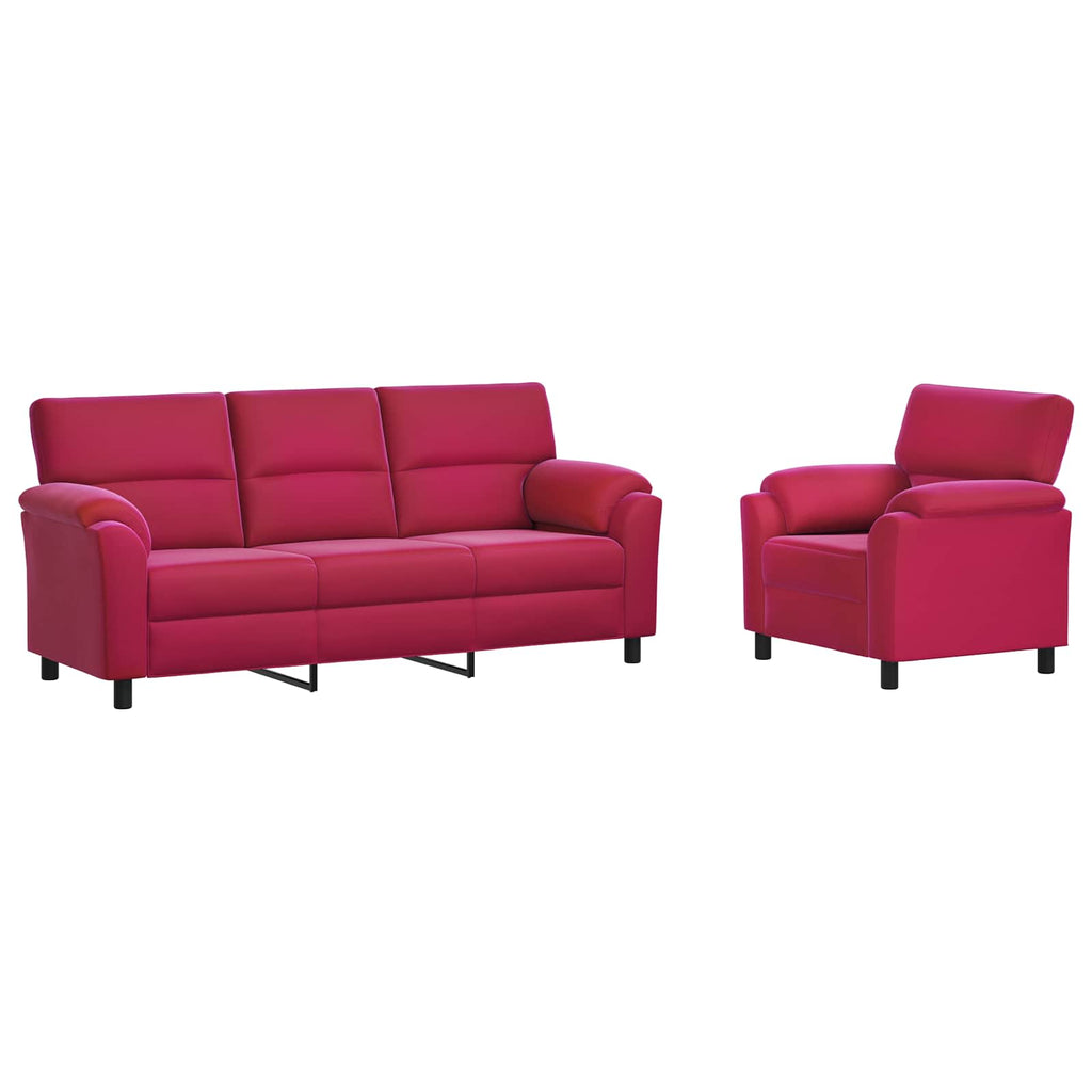 vidaXL Zestaw Sof 2 pcs Czerwone wino Welur