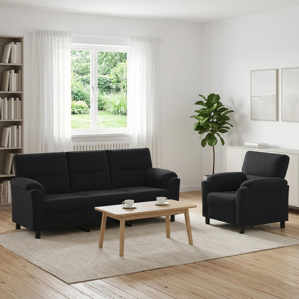 vidaXL Zestaw Sof 2 pcs Czarny Welur