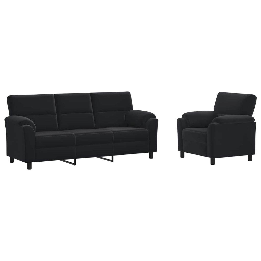 vidaXL Zestaw Sof 2 pcs Czarny Welur