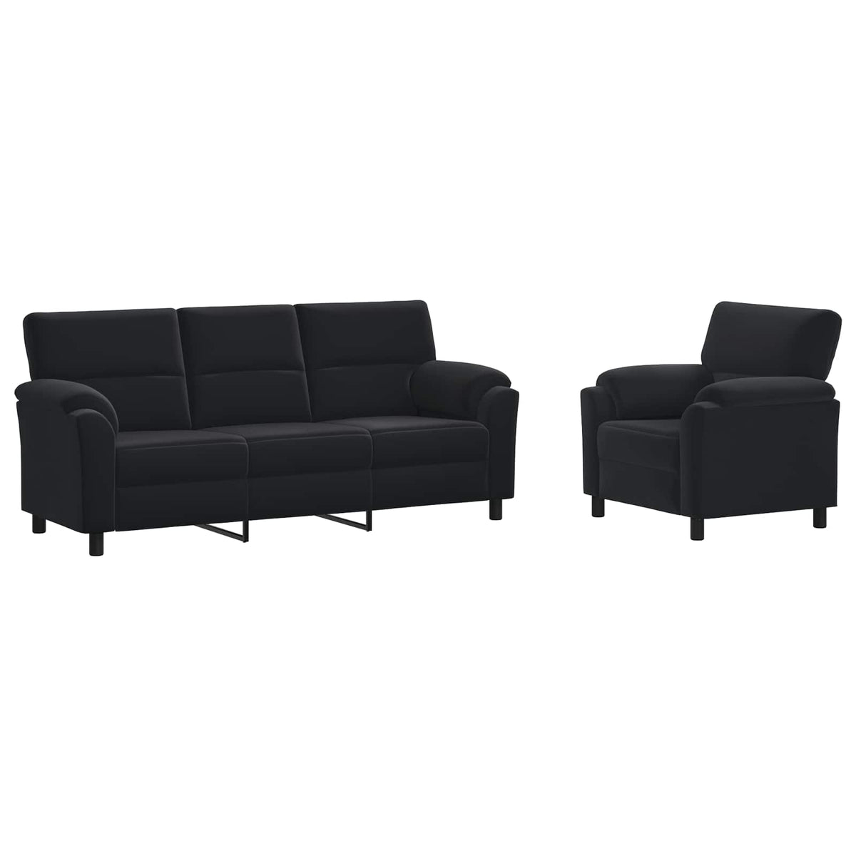 vidaXL Zestaw Sof 2 pcs Czarny Welur
