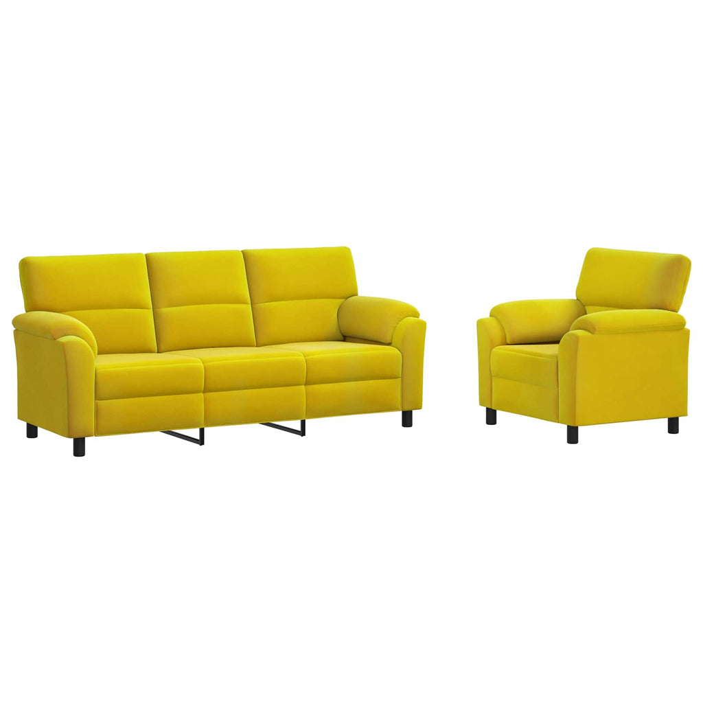 vidaXL Zestaw Sof 2 pcs żółty Welur