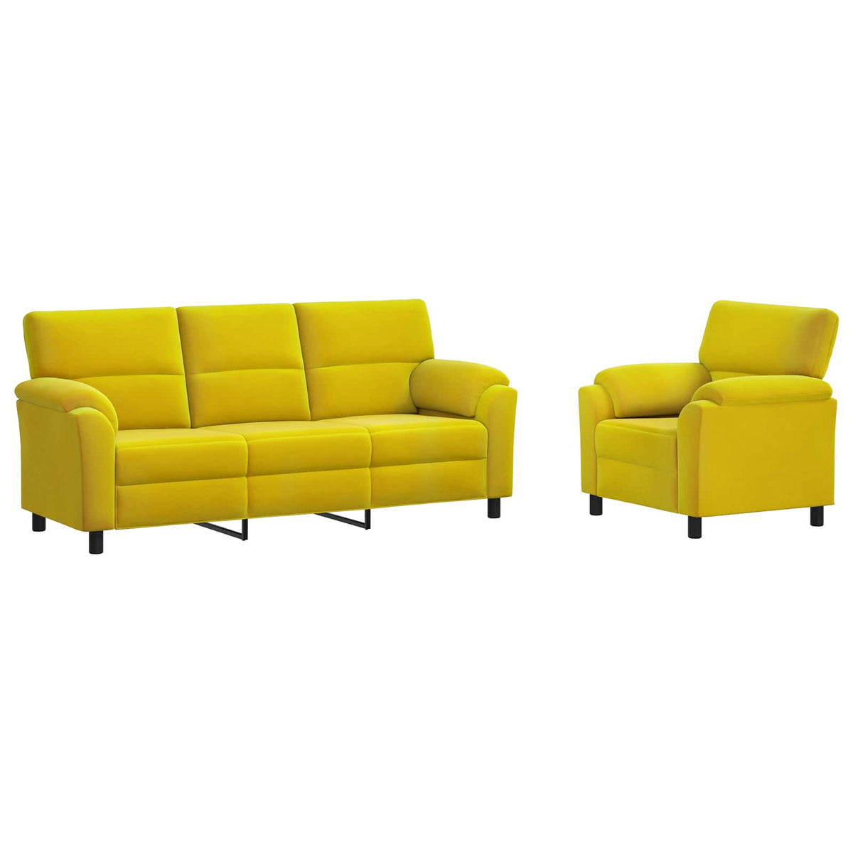 vidaXL Zestaw Sof 2 pcs żółty Welur
