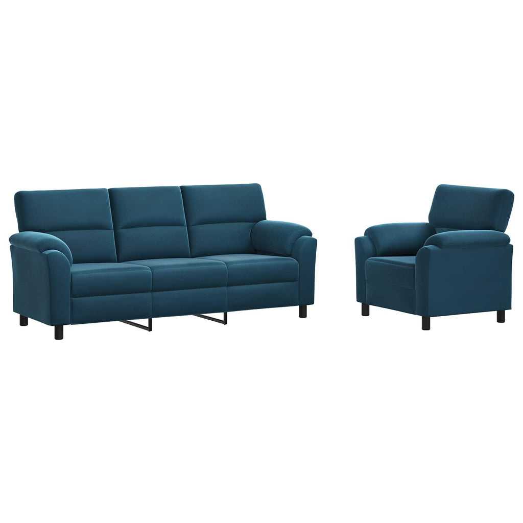 vidaXL Zestaw Sof 2 pcs niebieski Welur