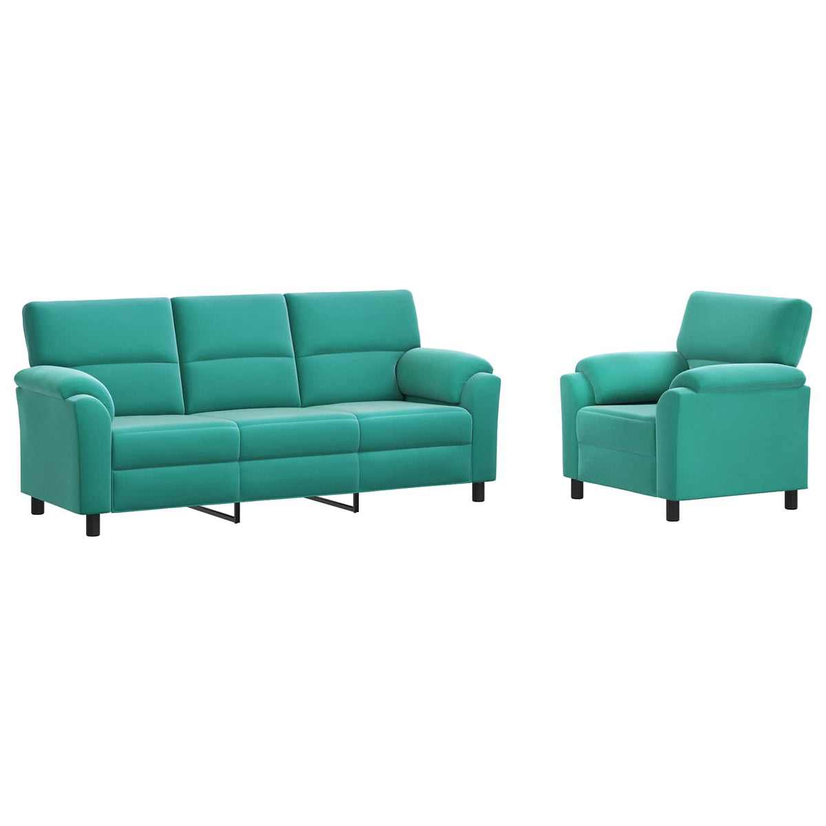vidaXL Zestaw Sof 2 pcs Turkusowy Welur