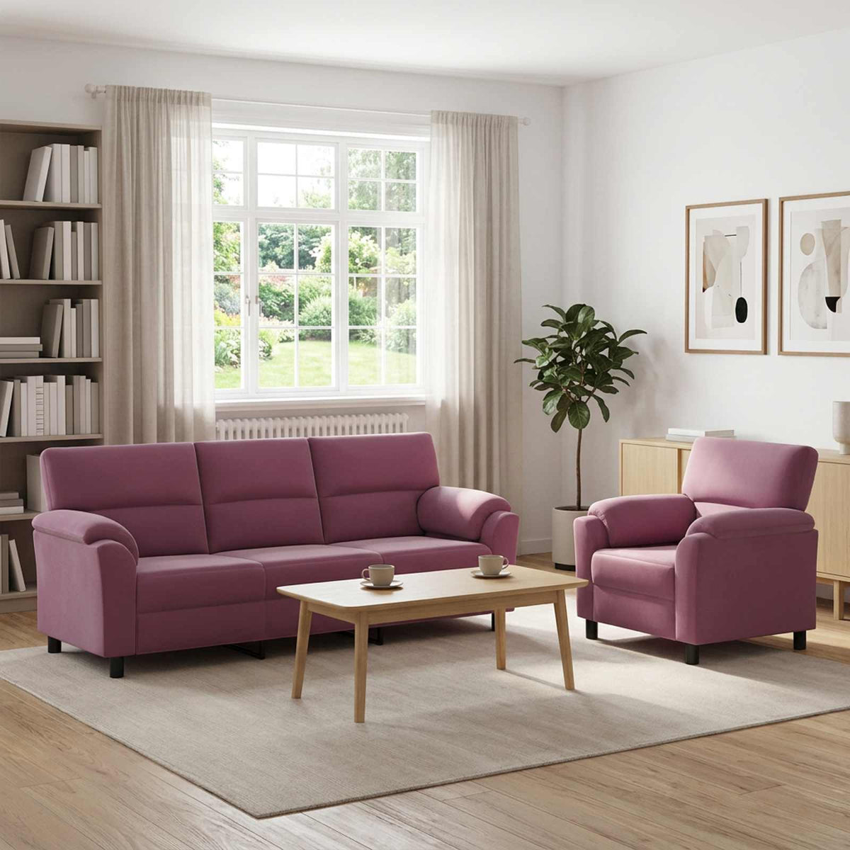 vidaXL Zestaw Sof 2 pcs Fioletowy Welur
