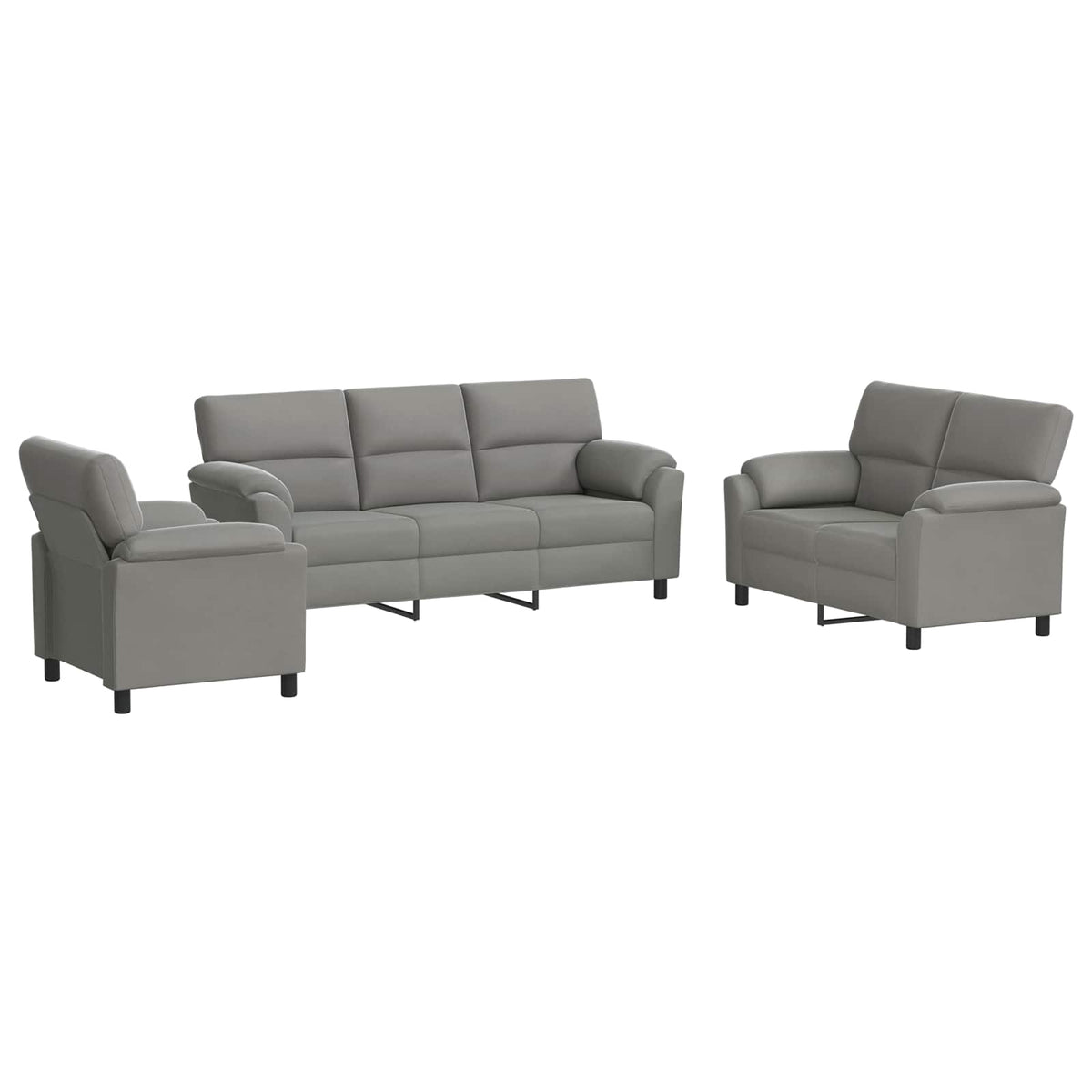 vidaXL Zestaw Sof 3 pcs jasnoszary Welur