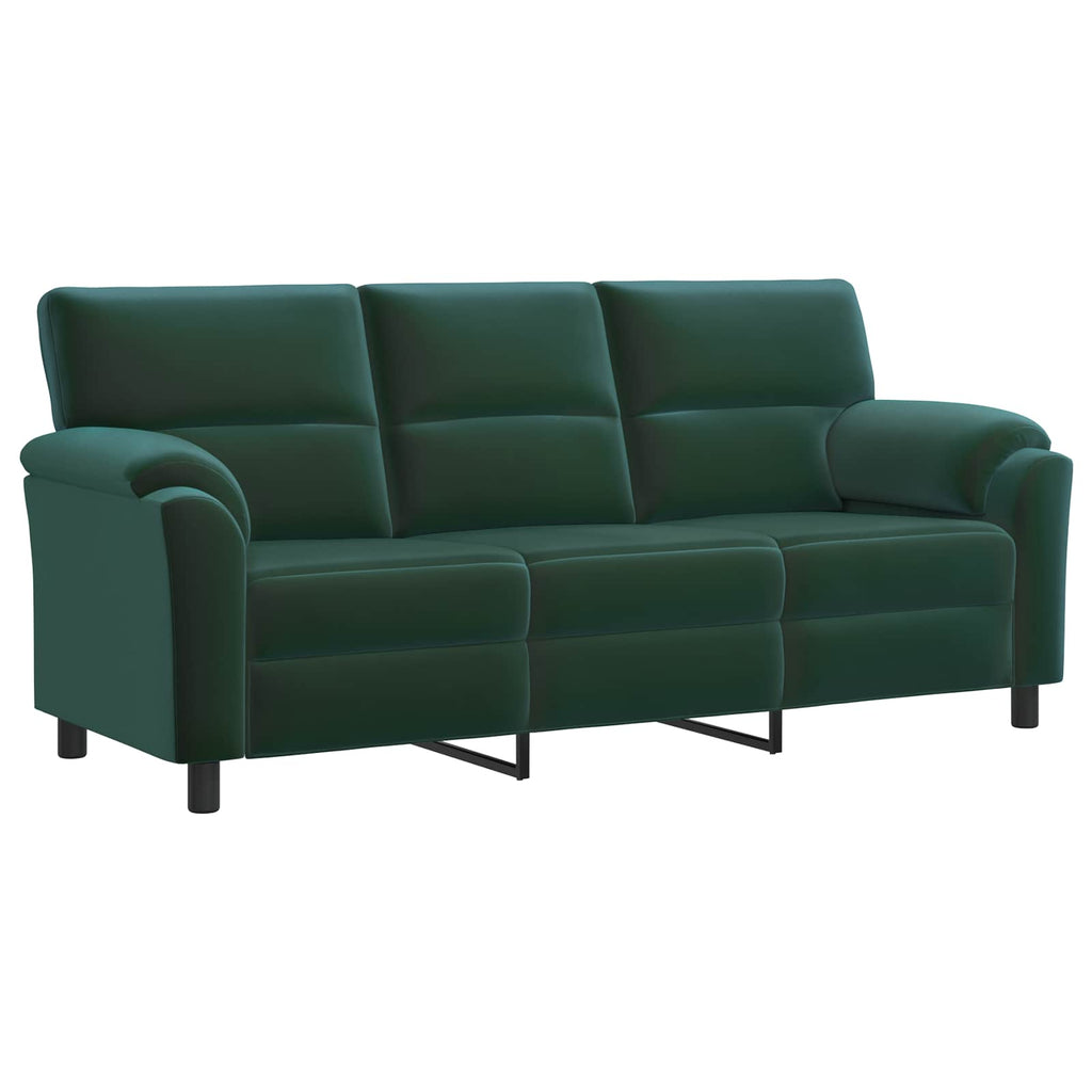 vidaXL Zestaw Sof 3 pcs Ciemnozielony Welur