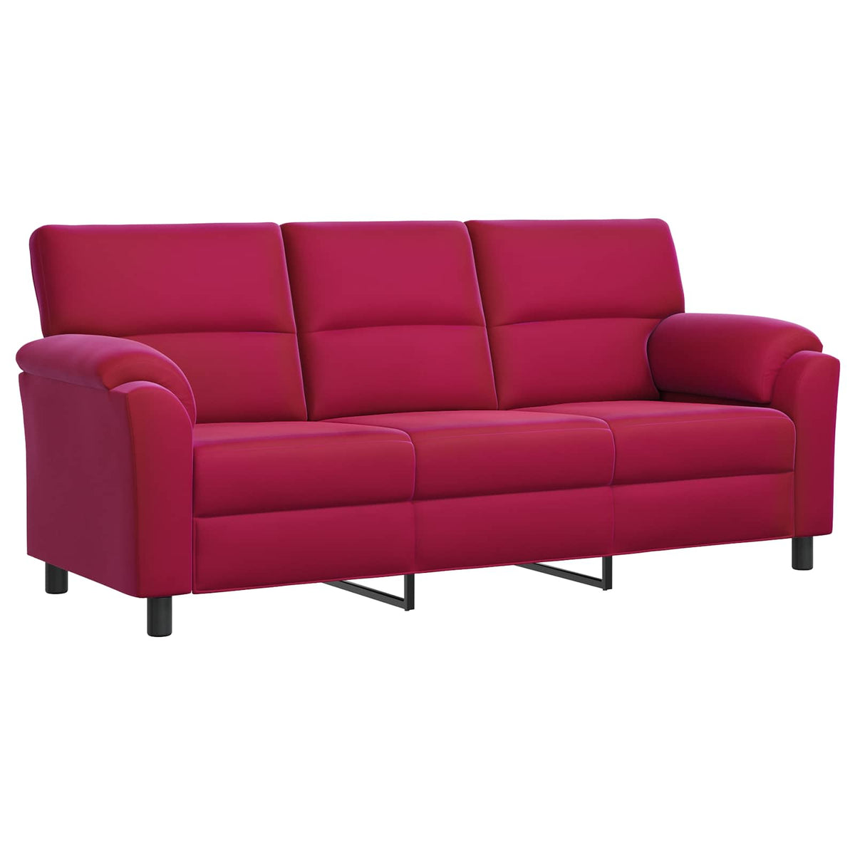 vidaXL Zestaw Sof 3 pcs Czerwone wino Welur