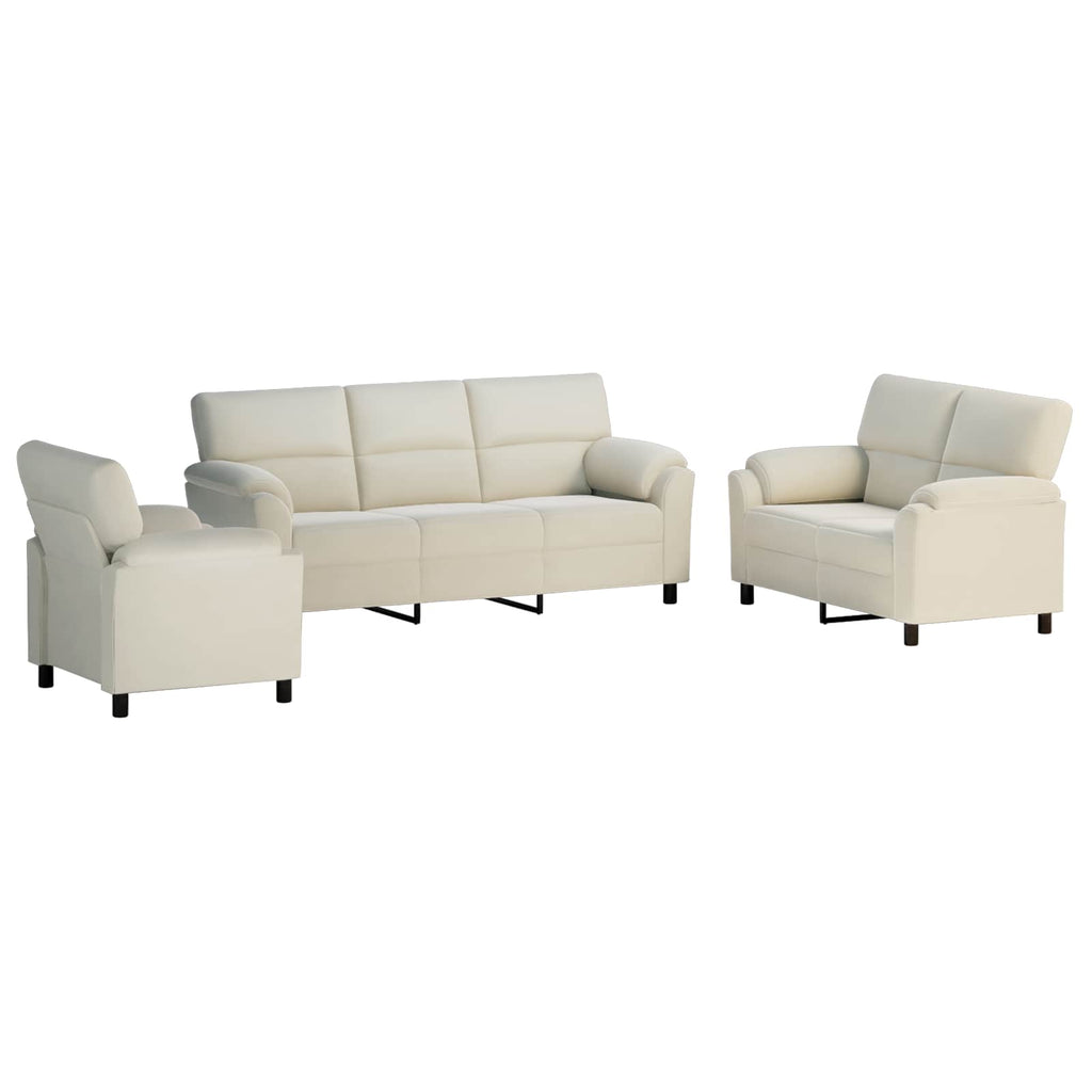 vidaXL Zestaw Sof 3 pcs kremowy Welur