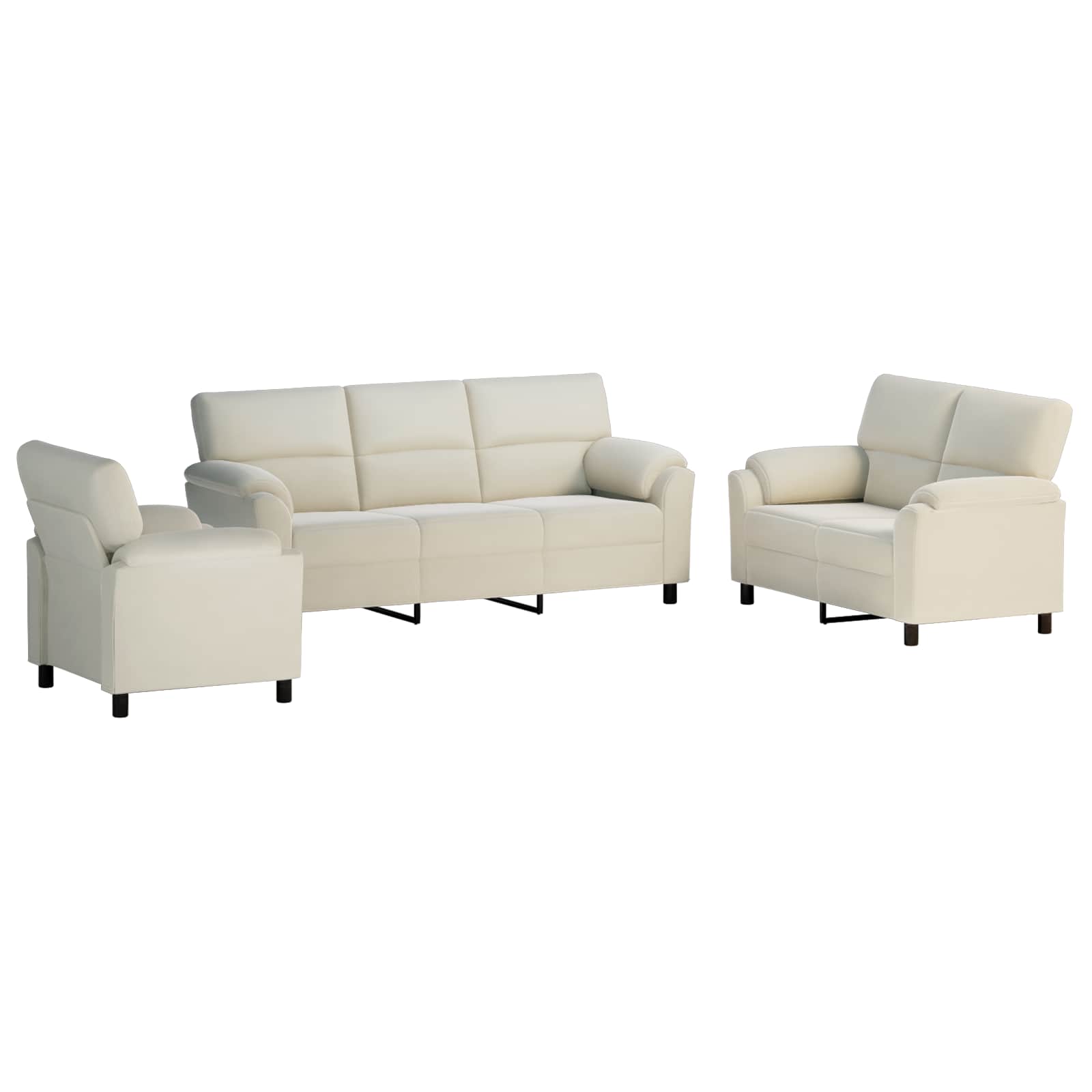 vidaXL Zestaw Sof 3 pcs kremowy Welur