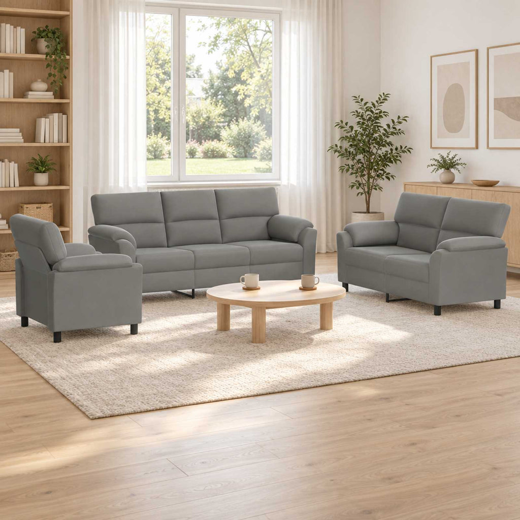 vidaXL Zestaw Sof 3 pcs jasnoszary Welur