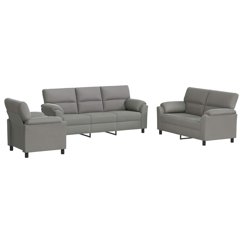 vidaXL Zestaw Sof 3 pcs jasnoszary Welur