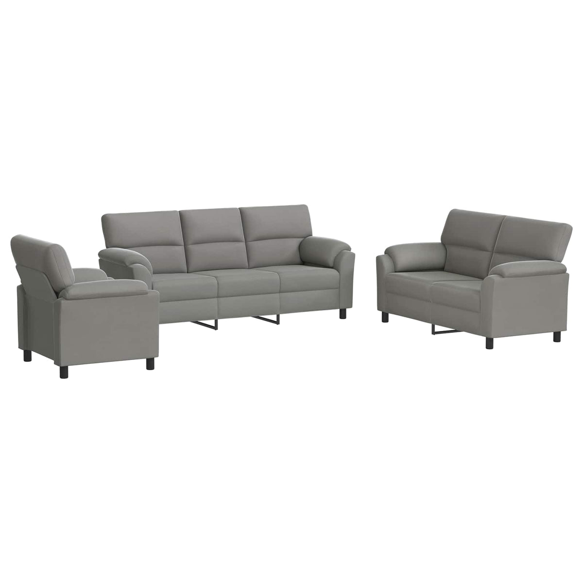 vidaXL Zestaw Sof 3 pcs jasnoszary Welur