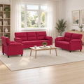 vidaXL Zestaw Sof 3 pcs Czerwone wino Welur