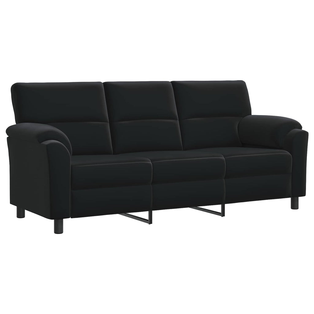 vidaXL Zestaw Sof 3 pcs Czarny Welur