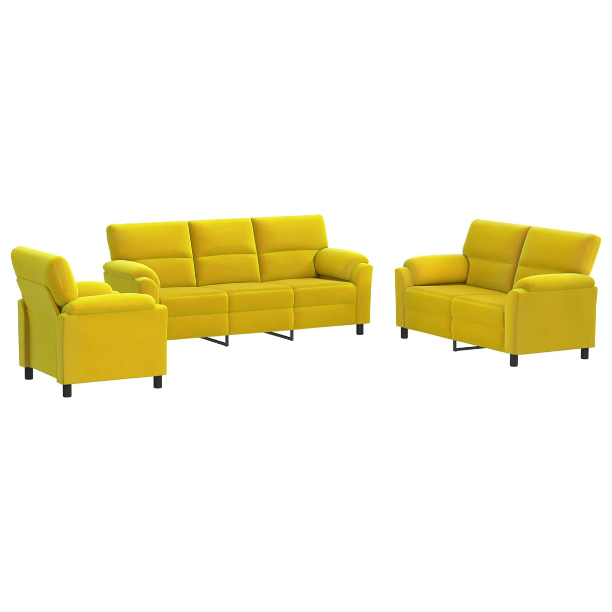 vidaXL Zestaw Sof 3 pcs żółty Welur