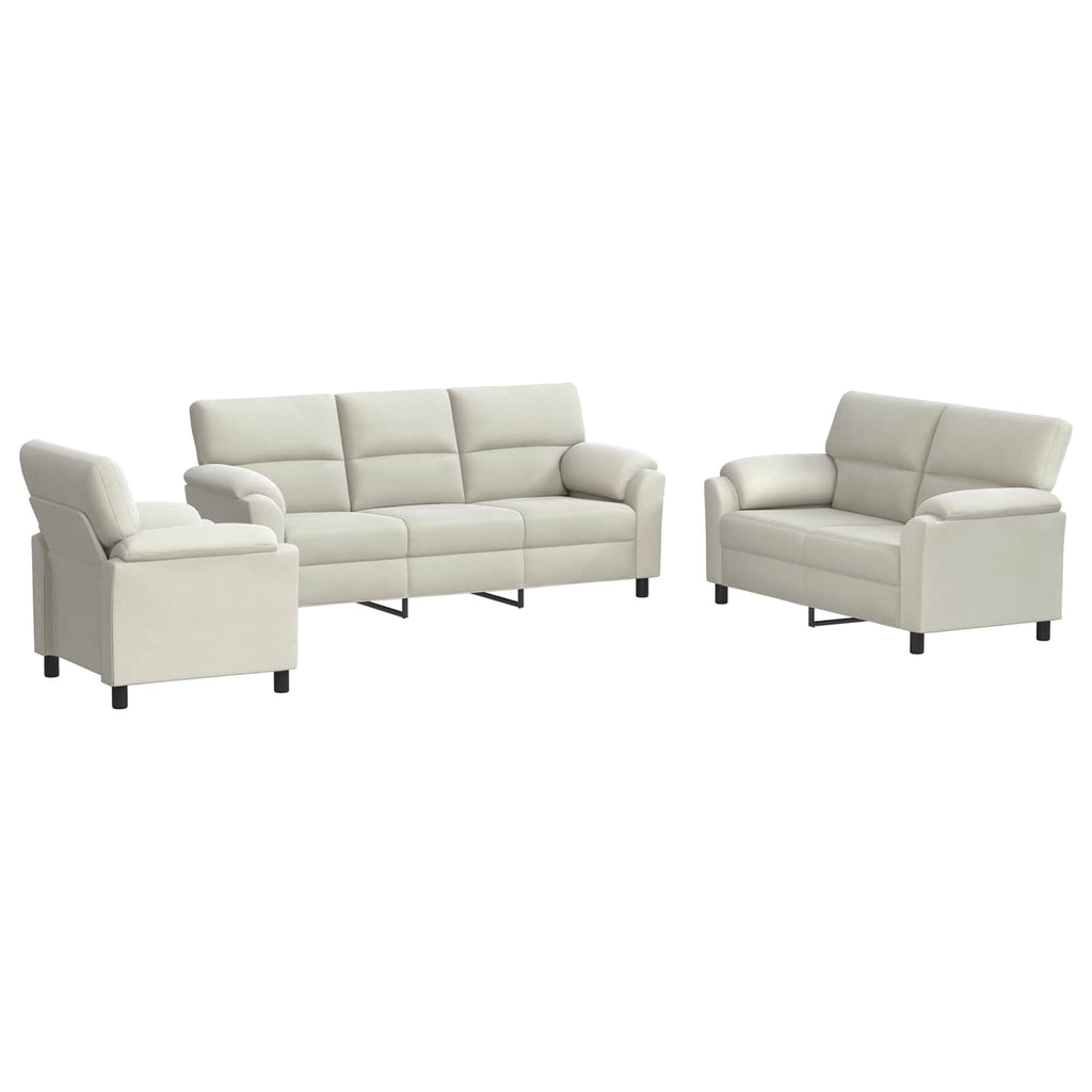 vidaXL Zestaw Sof 3 pcs kremowy Welur