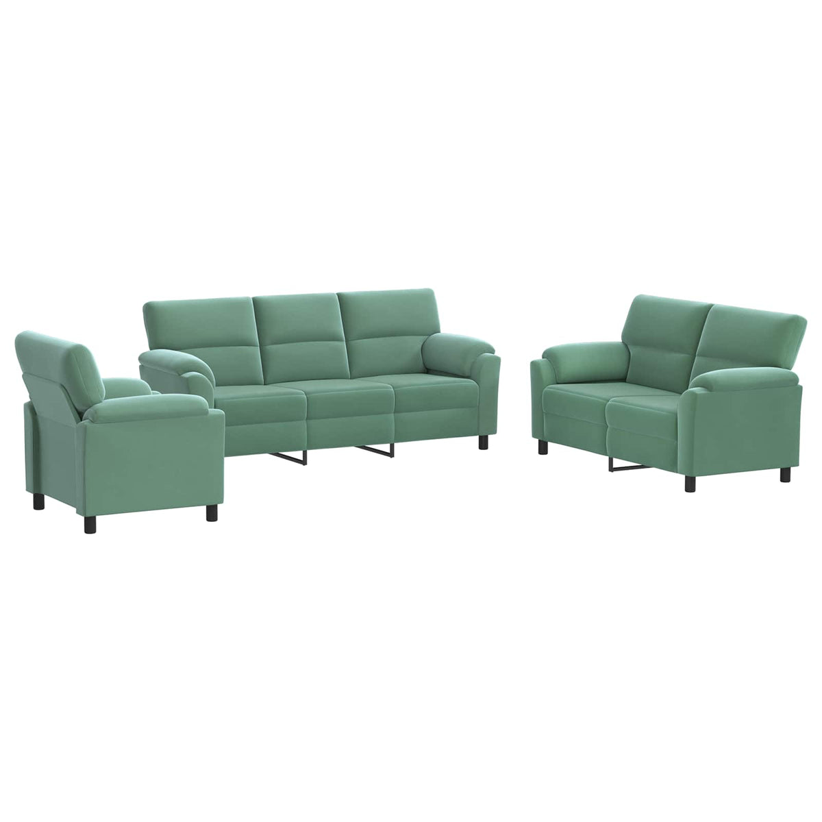 vidaXL Zestaw Sof 3 pcs Zielony morski Welur