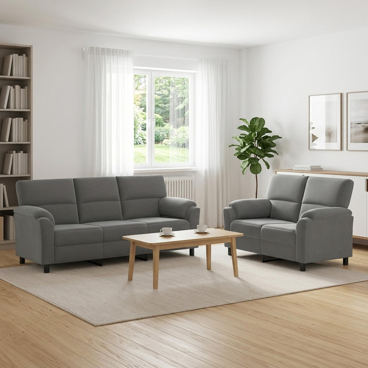 vidaXL Zestaw Sof 2 pcs ciemnoszary Welur