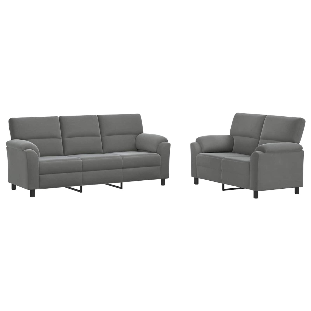 vidaXL Zestaw Sof 2 pcs ciemnoszary Welur