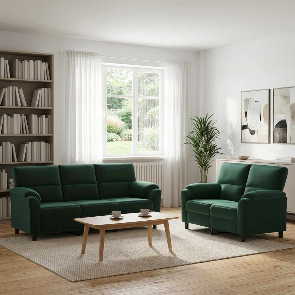 vidaXL Zestaw Sof 2 pcs Ciemnozielony Welur