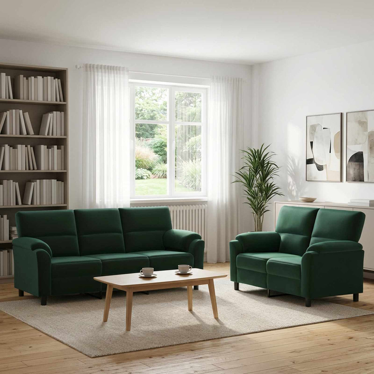 vidaXL Zestaw Sof 2 pcs Ciemnozielony Welur