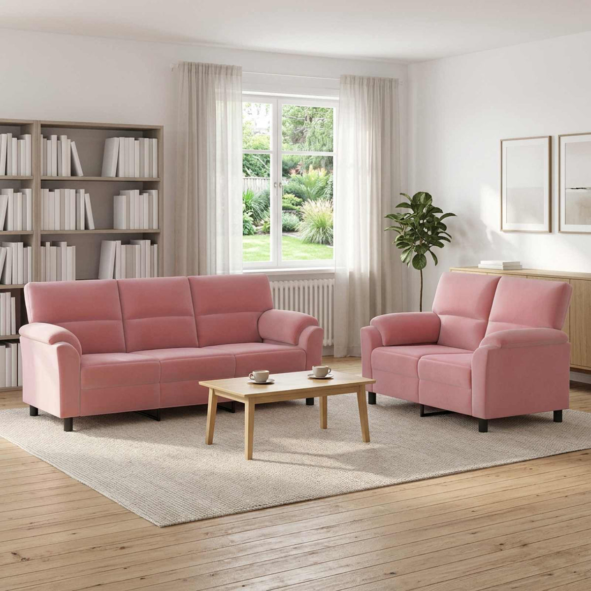 vidaXL Zestaw Sof 2 pcs różowy Welur