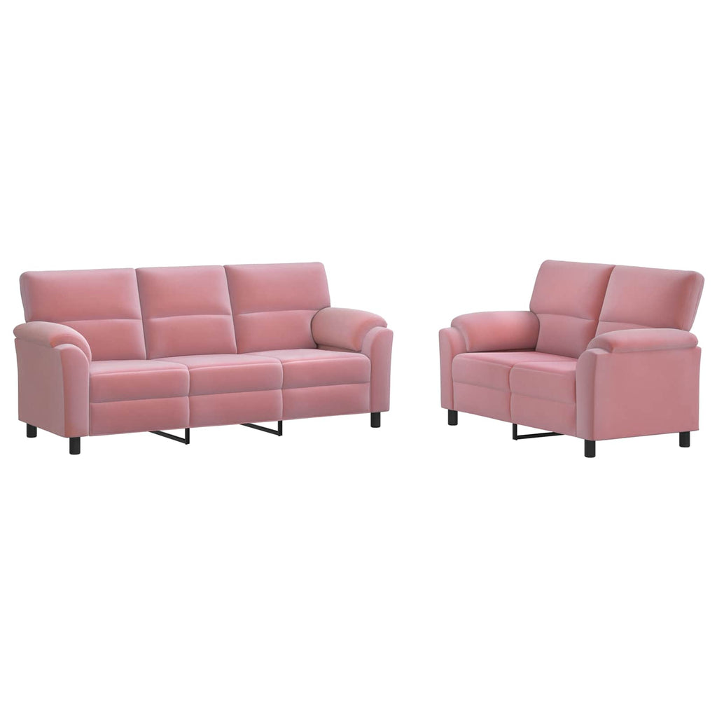 vidaXL Zestaw Sof 2 pcs różowy Welur