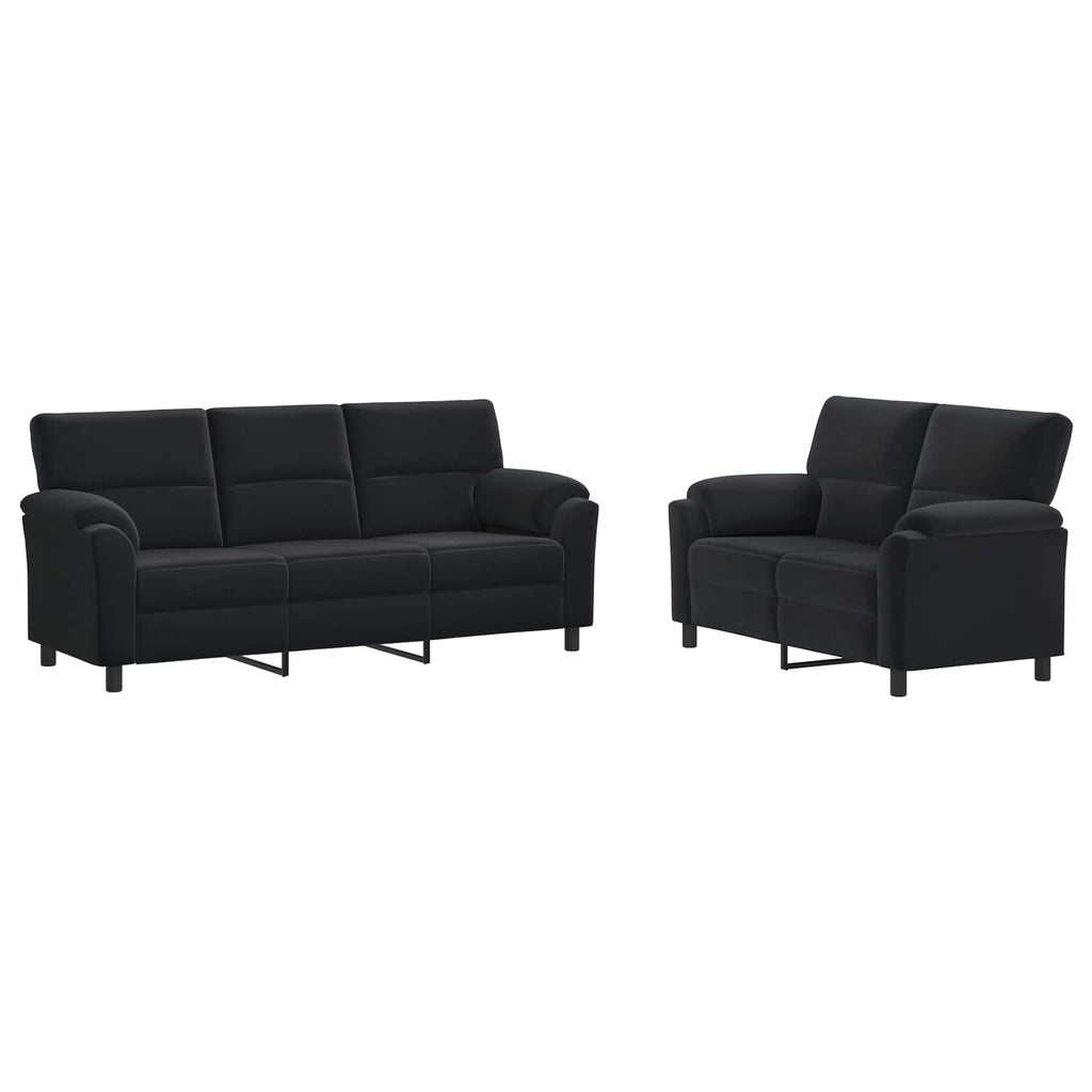 vidaXL Zestaw Sof 2 pcs Czarny Welur