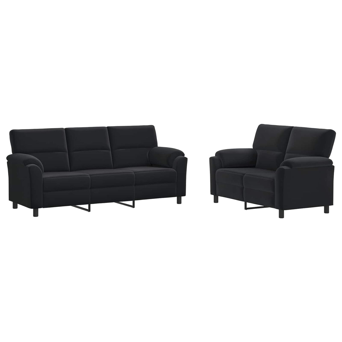 vidaXL Zestaw Sof 2 pcs Czarny Welur