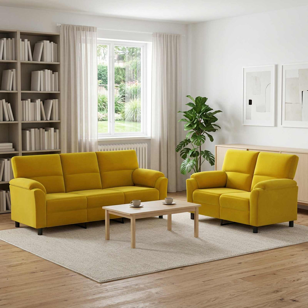 vidaXL Zestaw Sof 2 pcs żółty Welur