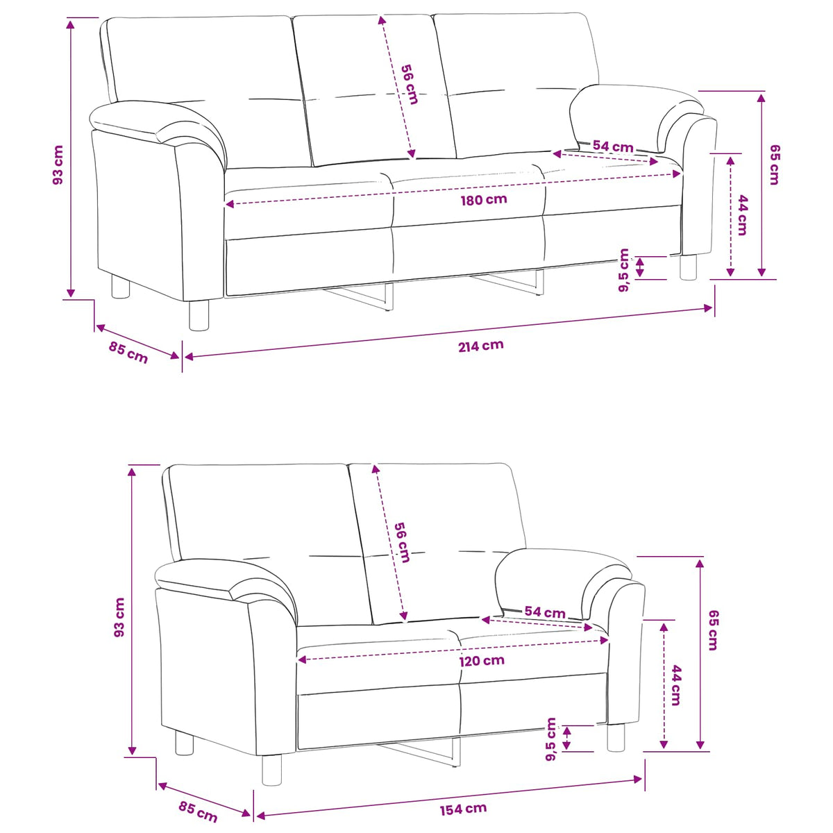 vidaXL Zestaw Sof 2 pcs żółty Welur