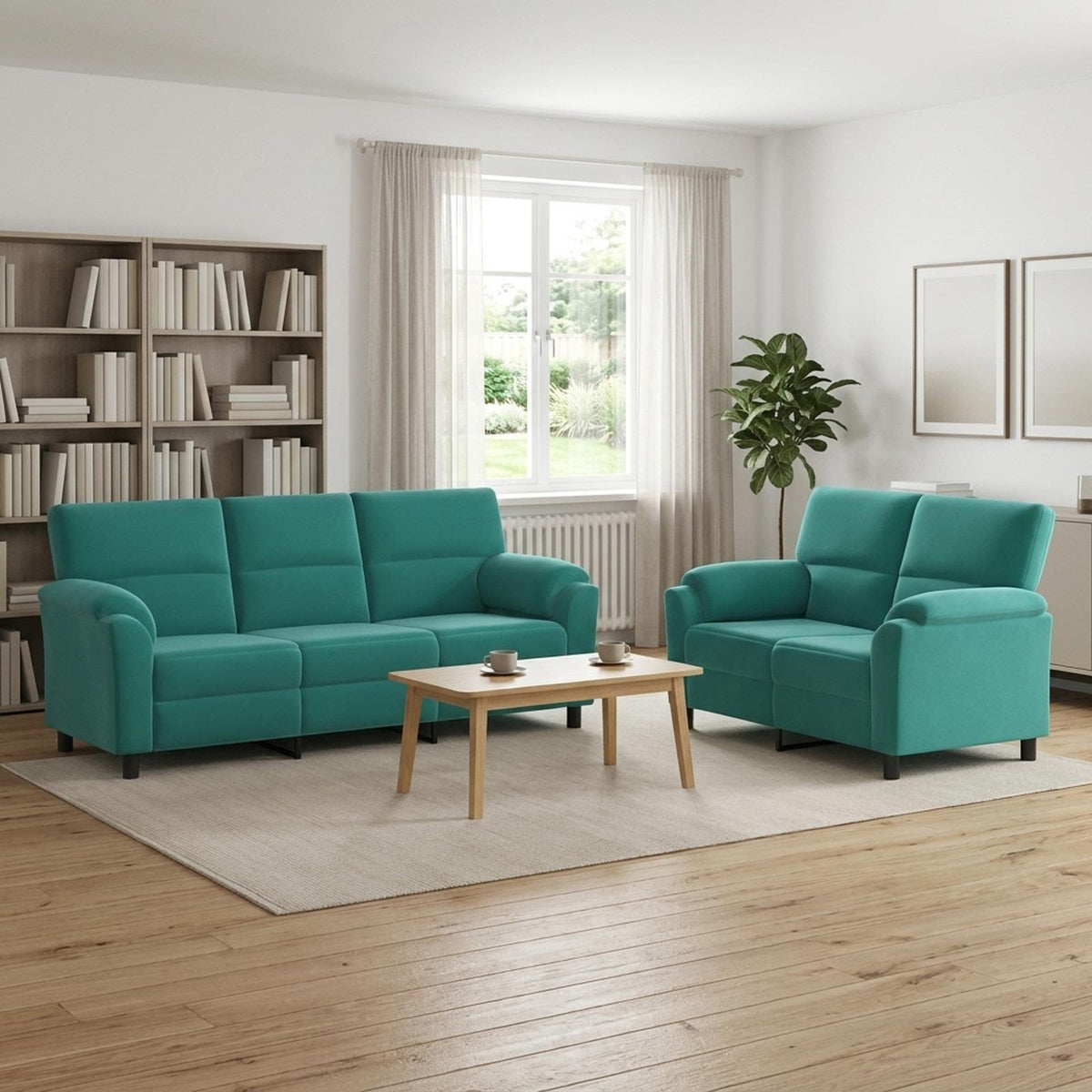 vidaXL Zestaw Sof 2 pcs Turkusowy Welur