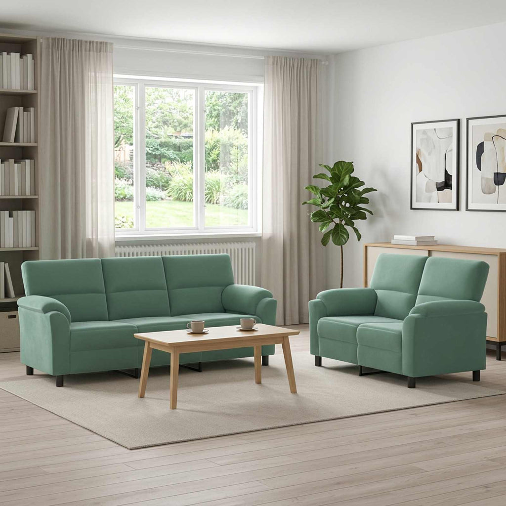 vidaXL Zestaw Sof 2 pcs Zielony morski Welur