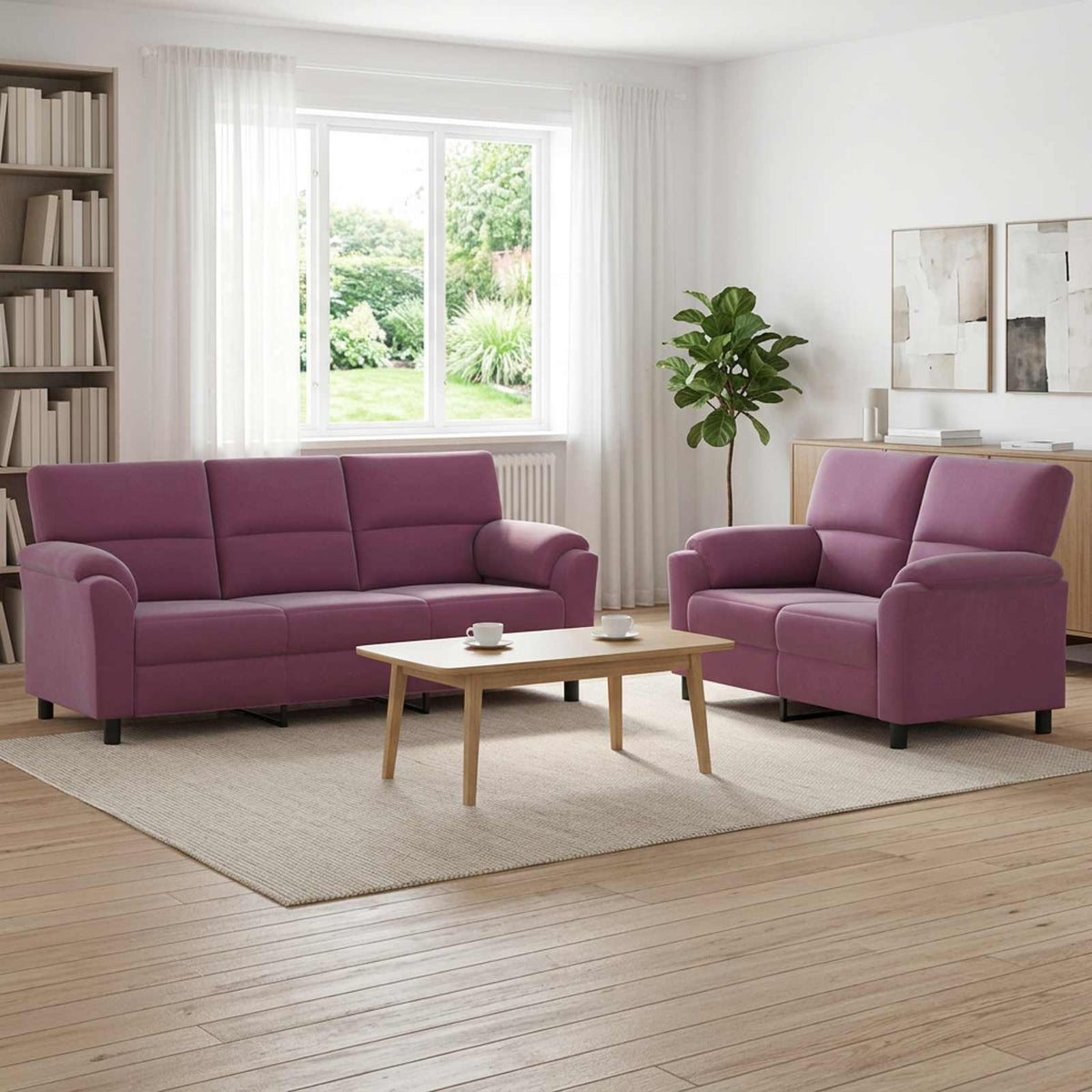 vidaXL Zestaw Sof 2 pcs Fioletowy Welur