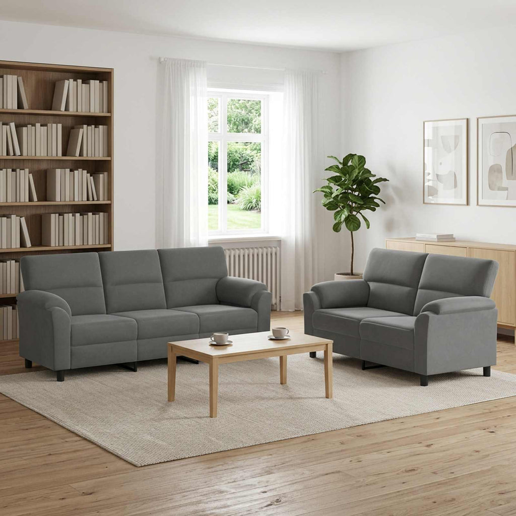 vidaXL Zestaw Sof 2 pcs ciemnoszary Welur