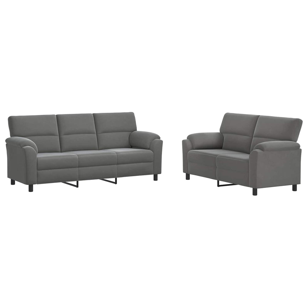 vidaXL Zestaw Sof 2 pcs ciemnoszary Welur