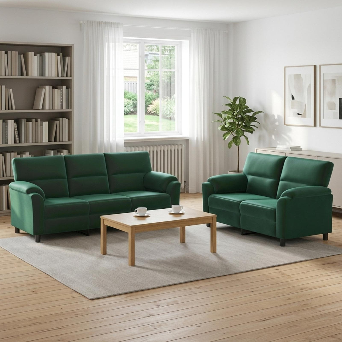 vidaXL Zestaw Sof 2 pcs Ciemnozielony Welur
