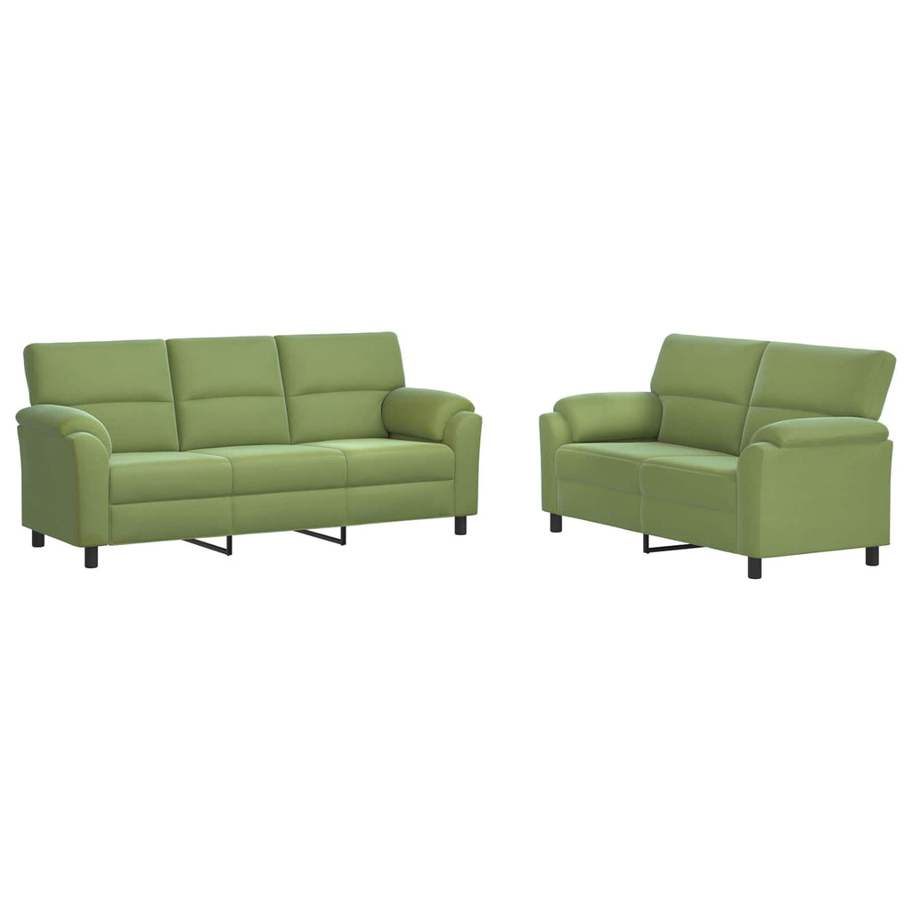 vidaXL Zestaw Sof 2 pcs Jasnozielony Welur