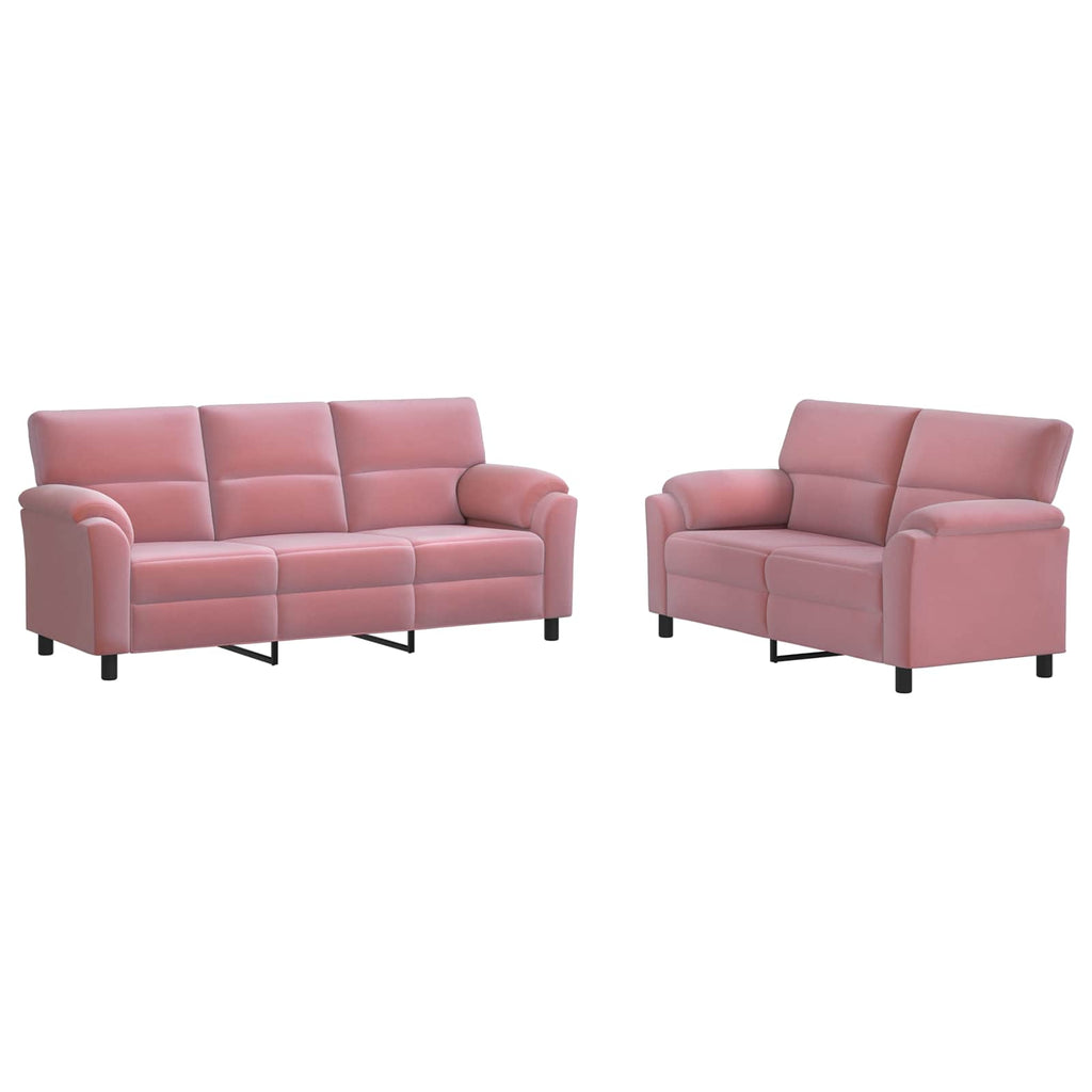 vidaXL Zestaw Sof 2 pcs różowy Welur