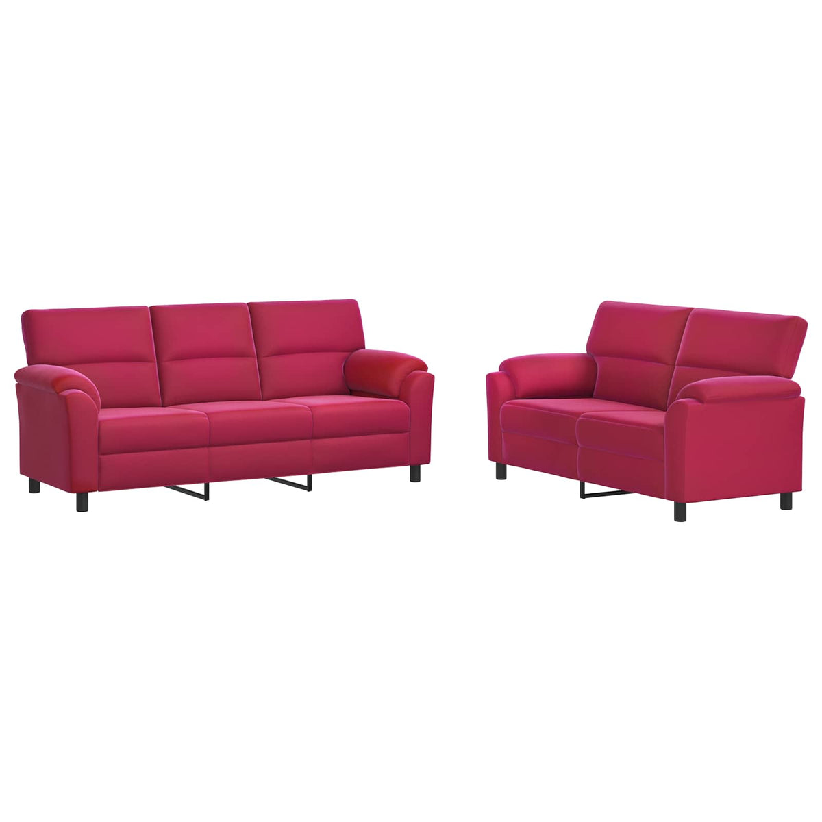 vidaXL Zestaw Sof 2 pcs Czerwone wino Welur