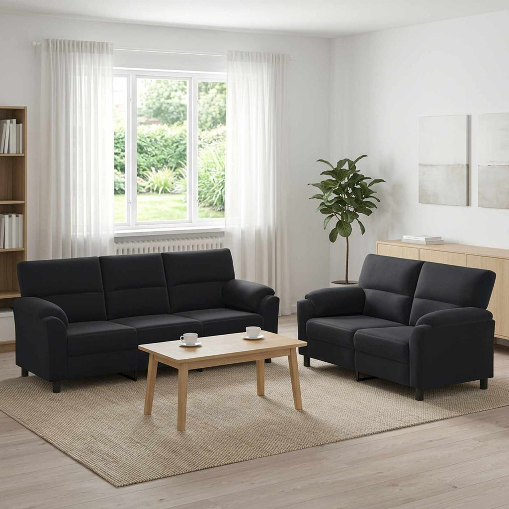vidaXL Zestaw Sof 2 pcs Czarny Welur