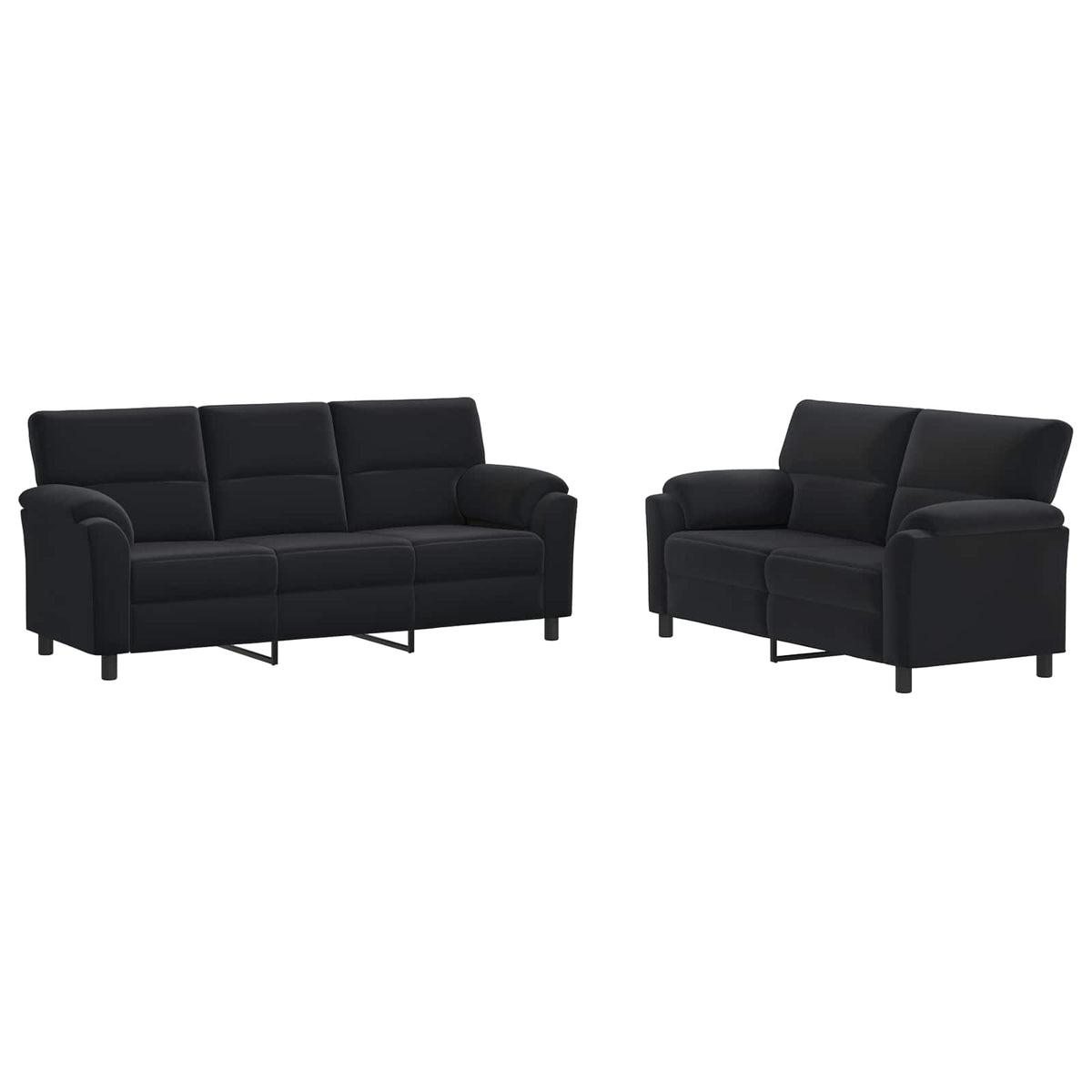 vidaXL Zestaw Sof 2 pcs Czarny Welur