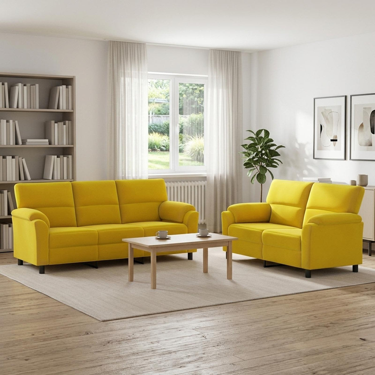 vidaXL Zestaw Sof 2 pcs żółty Welur