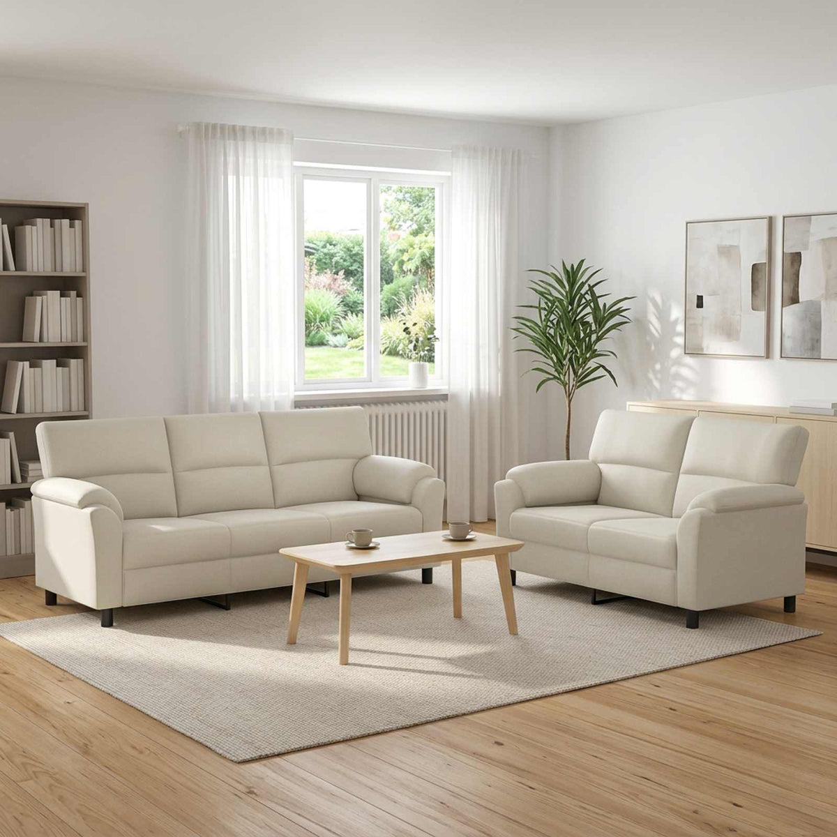 vidaXL Zestaw Sof 2 pcs kremowy Welur