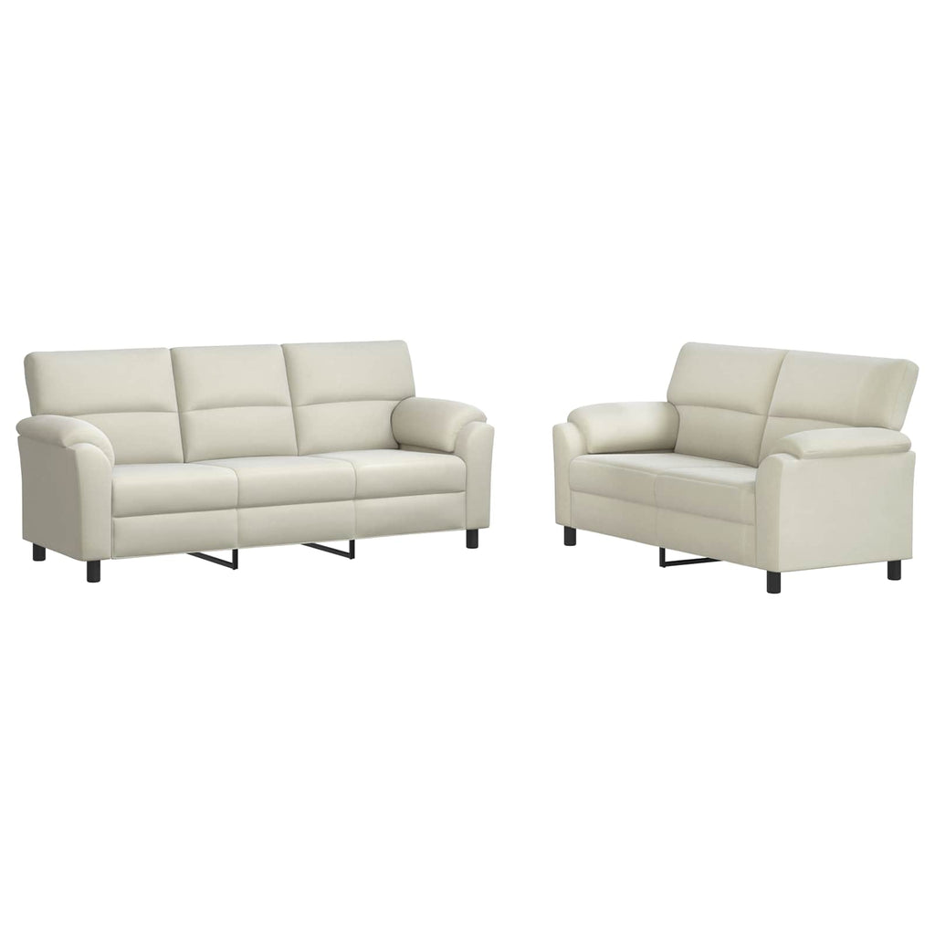 vidaXL Zestaw Sof 2 pcs kremowy Welur