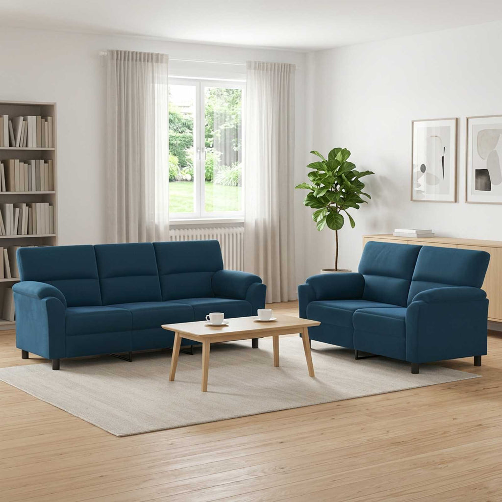 vidaXL Zestaw Sof 2 pcs niebieski Welur