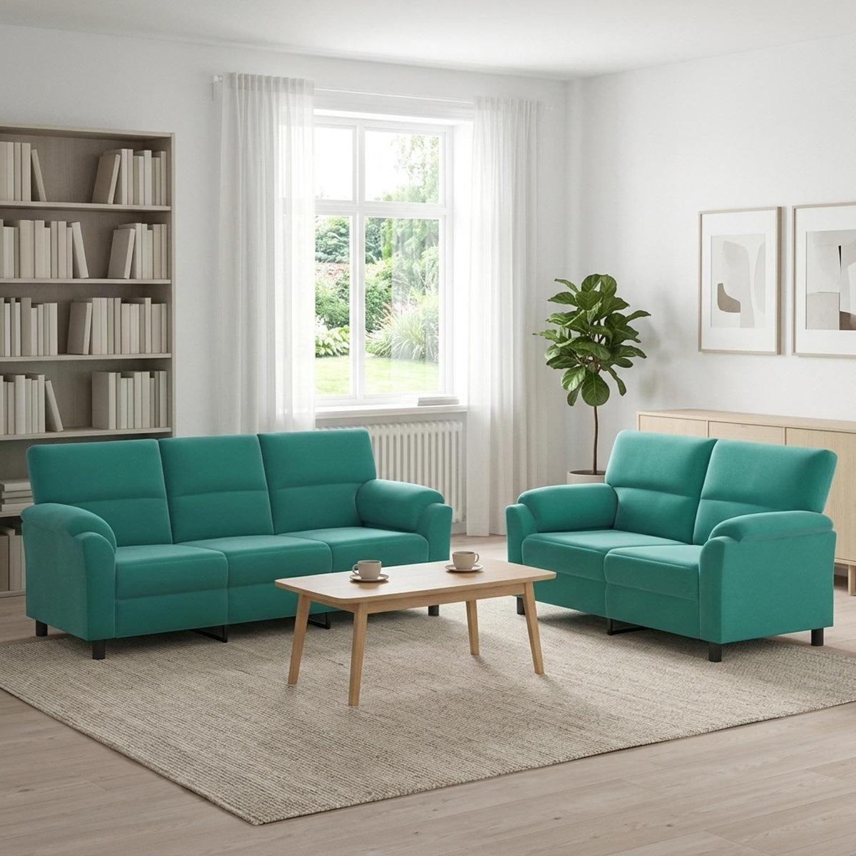 vidaXL Zestaw Sof 2 pcs Turkusowy Welur